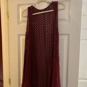 Burgundy sleeveless cardigan never worn